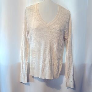 Tommy Hilfiger Pima Cotton Cable Knit V-Neck Sweater